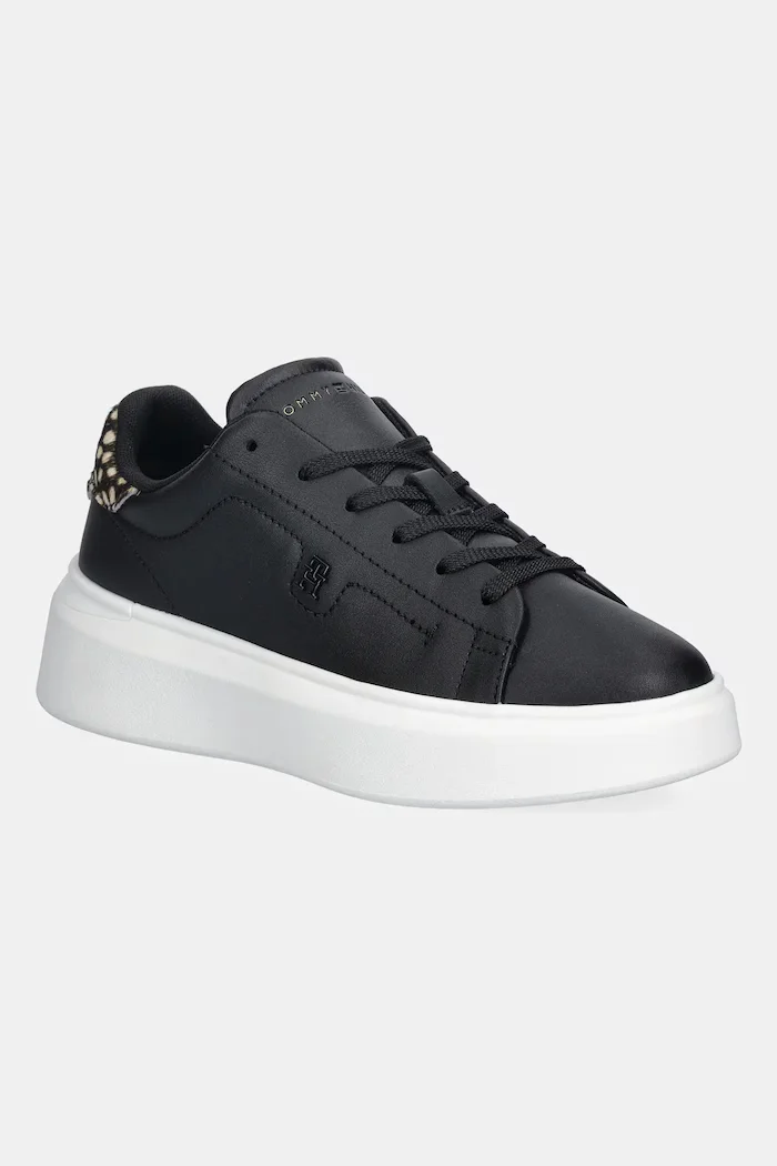 Tommy Hilfiger Кожени маратонки ANIMAL PRINT PLATFORM SNEAKER в черно FW0FW09023
