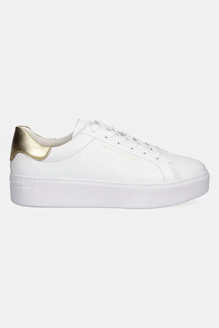 Tommy Hilfiger Кожени маратонки ESSENTIAL PLATFORM COURT SNEAKER в бяло FW0FW08756
