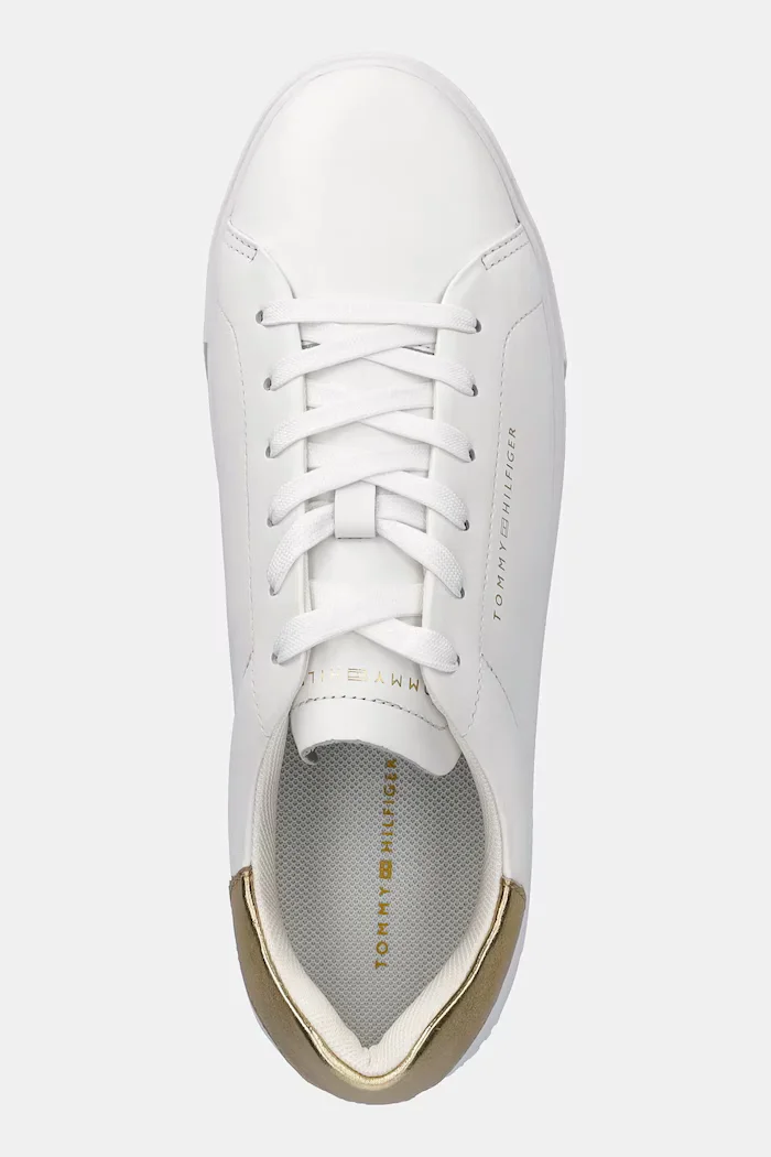 Tommy Hilfiger Кожени маратонки ESSENTIAL PLATFORM COURT SNEAKER в бяло FW0FW08756