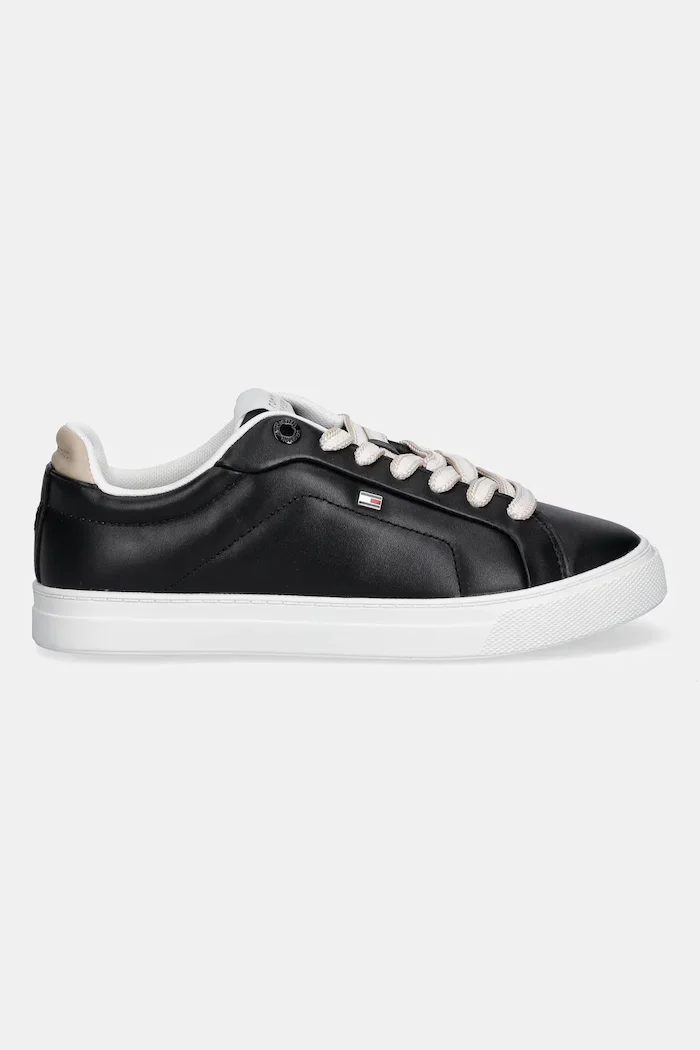 Tommy Hilfiger Кожени маратонки ICON COURT SNEAKER в черно FW0FW08815