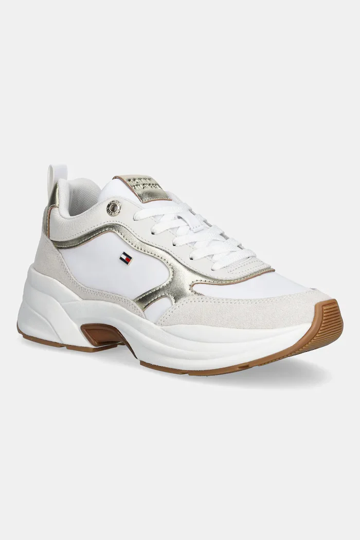 Tommy Hilfiger Кожени маратонки TH CHUNKY RUNNER METALLIC в бяло FW0FW09204