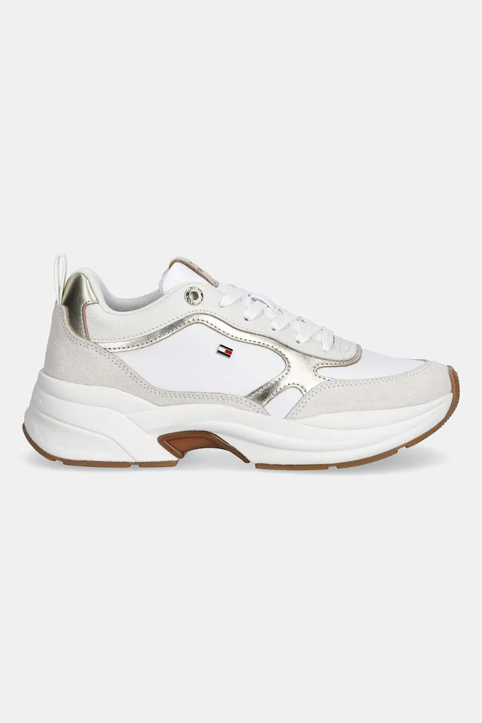 Tommy Hilfiger Кожени маратонки TH CHUNKY RUNNER METALLIC в бяло FW0FW09204