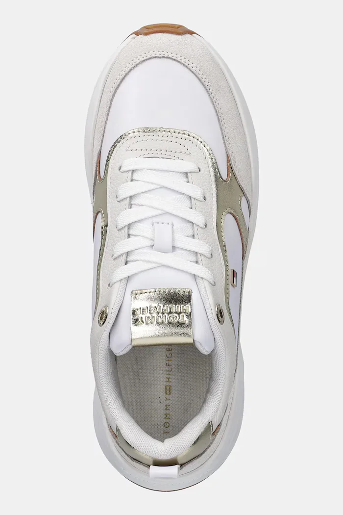 Tommy Hilfiger Кожени маратонки TH CHUNKY RUNNER METALLIC в бяло FW0FW09204