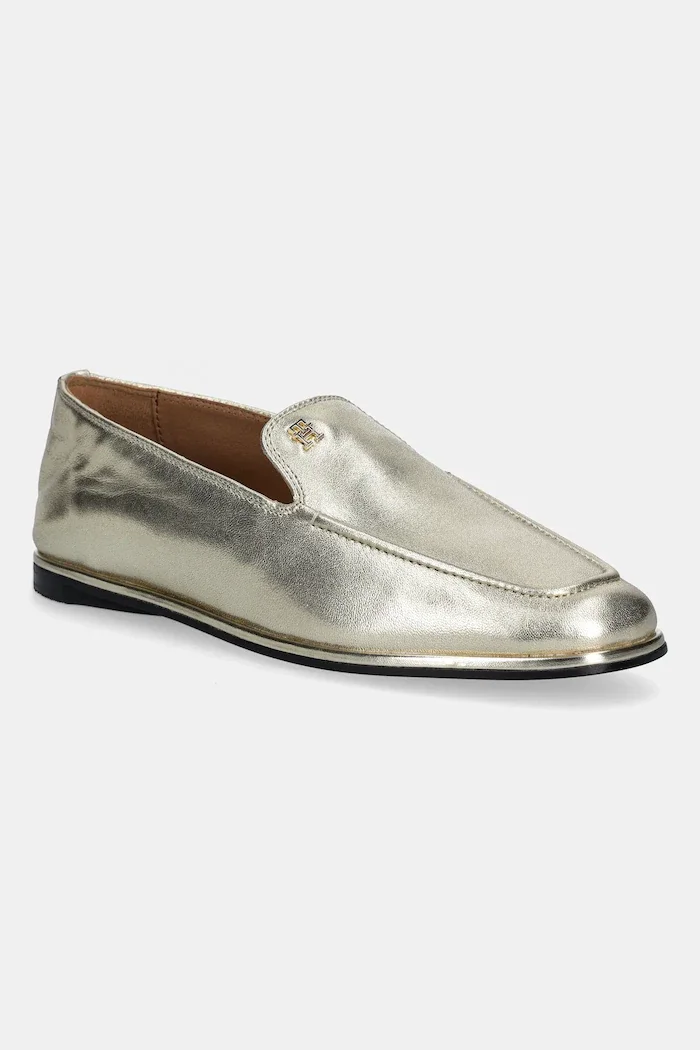 Tommy Hilfiger Кожени мокасини HILFIGER GOLD LOAFER в златисто с равна подметка FW0FW08958