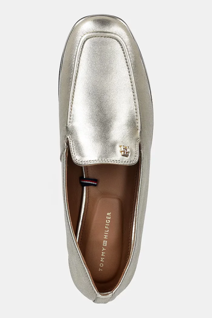 Tommy Hilfiger Кожени мокасини HILFIGER GOLD LOAFER в златисто с равна подметка FW0FW08958