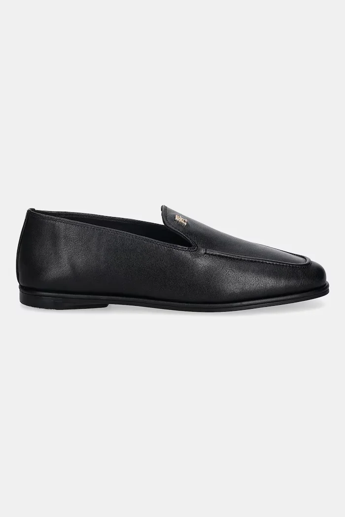 Tommy Hilfiger Кожени мокасини TH LEATHER LOAFER в черно с равна подметка FW0FW09319