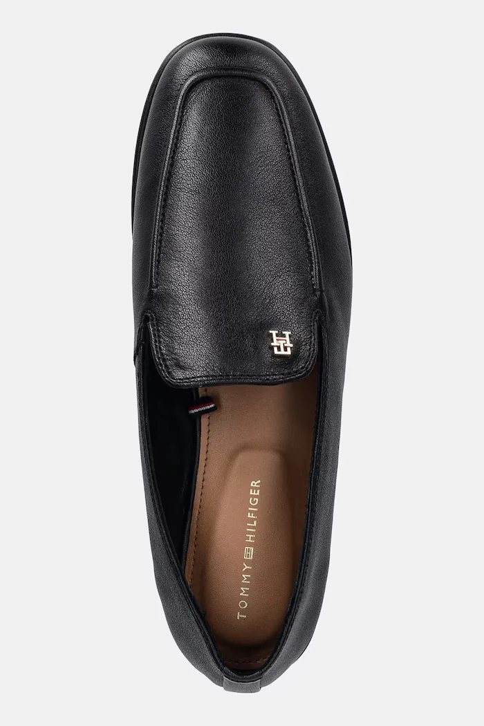 Tommy Hilfiger Кожени мокасини TH LEATHER LOAFER в черно с равна подметка FW0FW09319