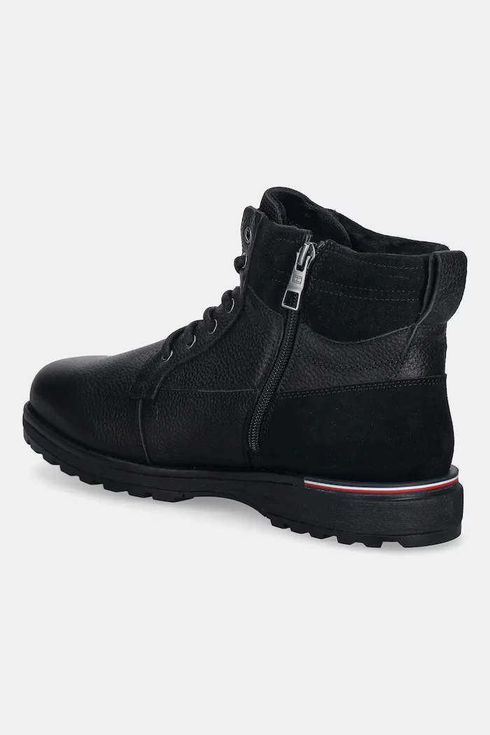 Tommy Hilfiger Кожени обувки CORPORATE W LTH LACE BOOT мъжки в черно FM0FM05606