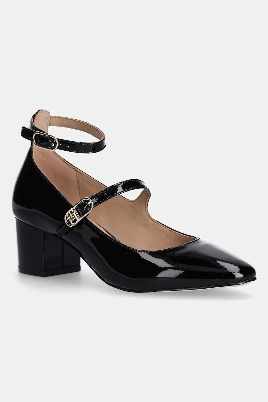 Tommy Hilfiger Кожени обувки с дебел ток PUMP DOUBLE STRAP PATENT LEATHER