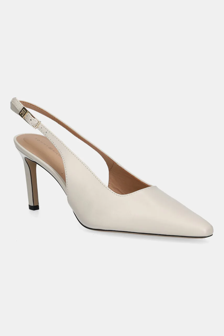Tommy Hilfiger Кожени обувки с тънък ток SQUARED TOE HIGH HEEL SLINGBACK