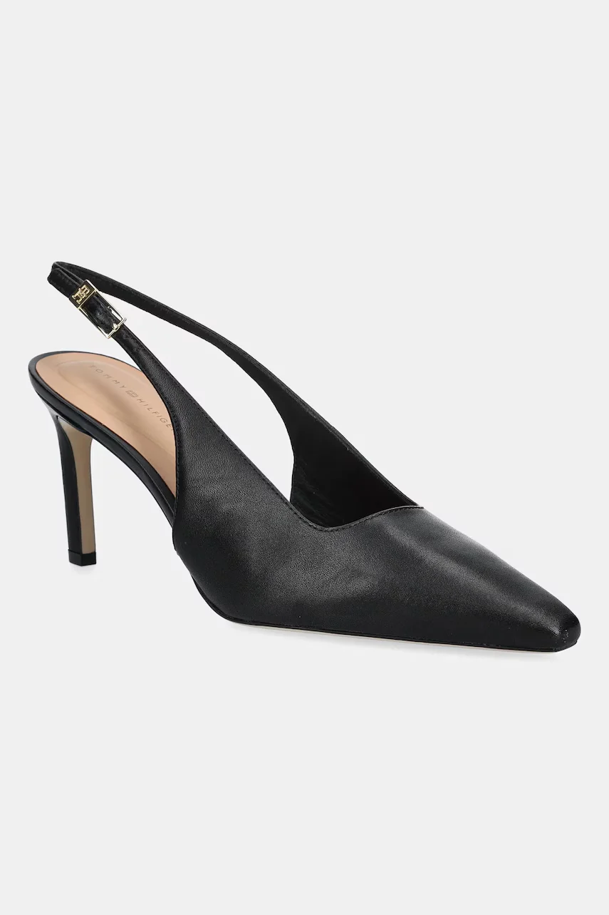 Tommy Hilfiger Кожени обувки с тънък ток SQUARED TOE HIGH HEEL SLINGBACK