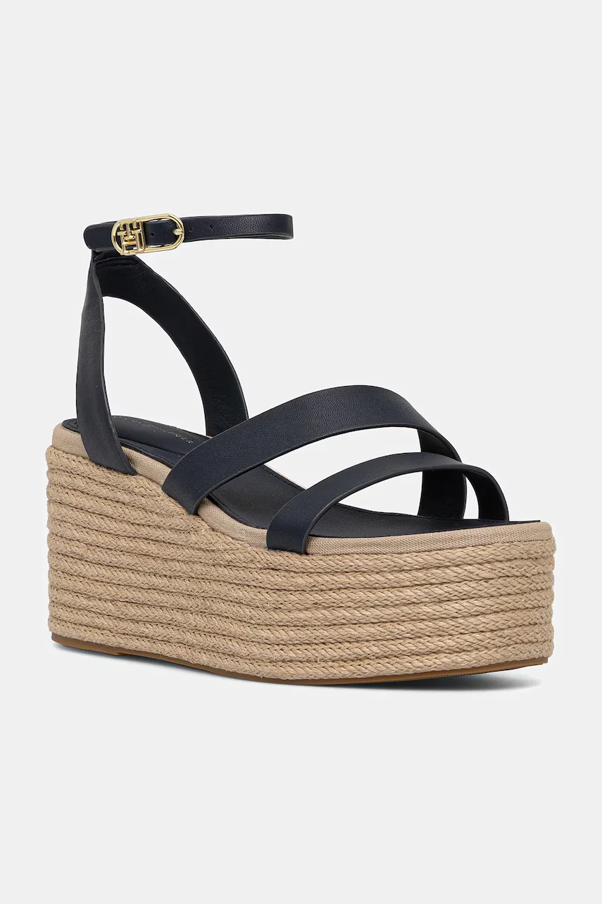 Tommy Hilfiger Кожени сандали ANKLE STRAP LEATHER PLATFORM