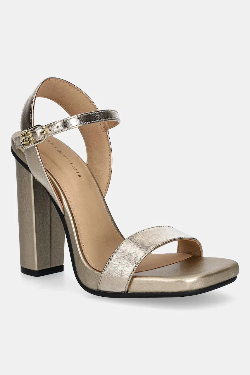 Tommy Hilfiger Кожени сандали HIGH HEEL GOLDEN LEATHER SANDAL