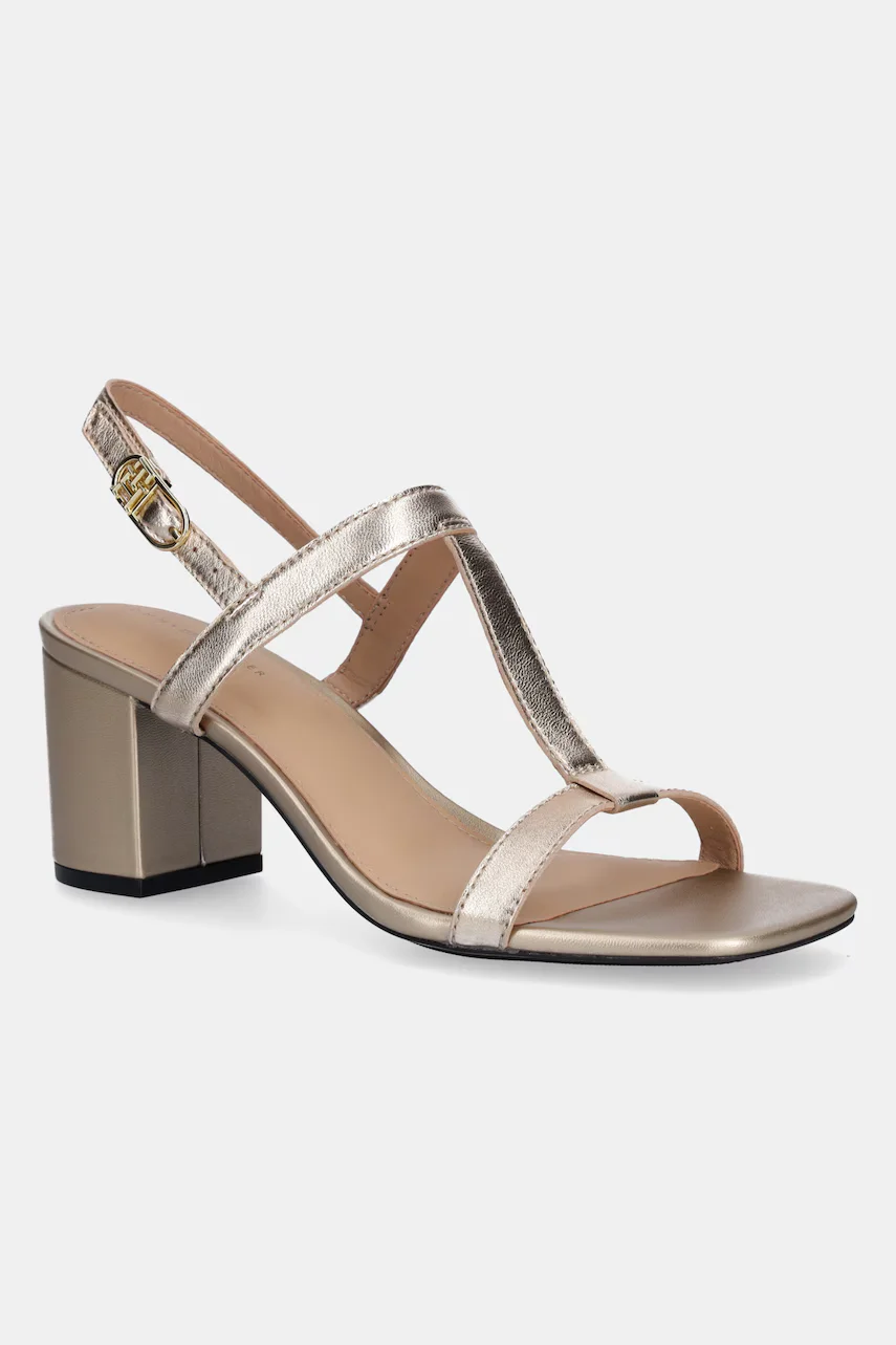 Tommy Hilfiger Кожени сандали LEATHER BLOCK HEEL SANDAL METAL