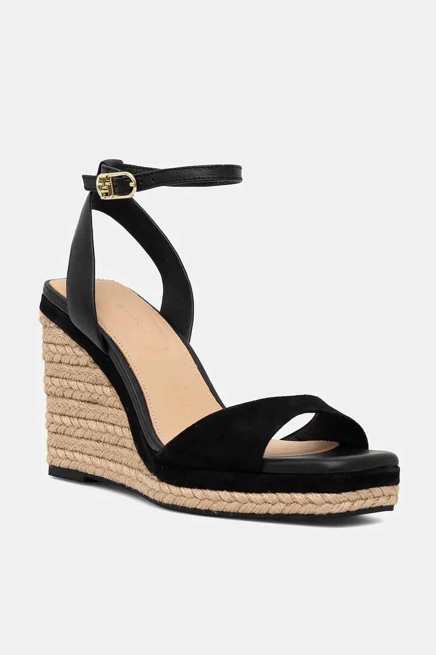 Tommy Hilfiger Кожени сандали LEATHER & SUEDE HIGH WEDGE ESPAD