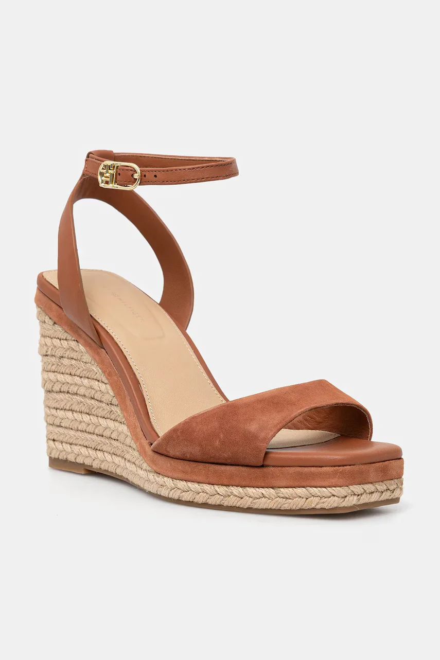 Tommy Hilfiger Кожени сандали LEATHER & SUEDE HIGH WEDGE ESPAD