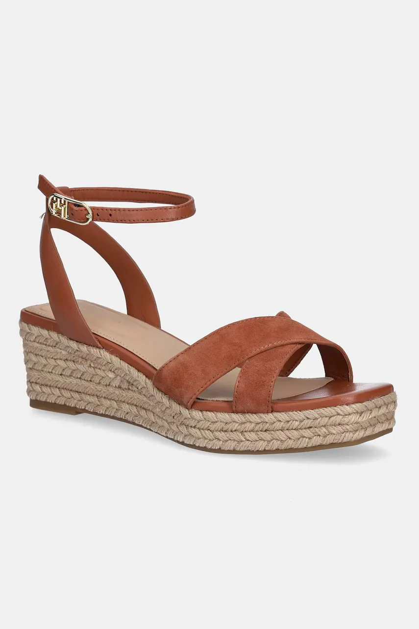 Tommy Hilfiger Кожени сандали LEATHER & SUEDE MID WEDGE ESPAD