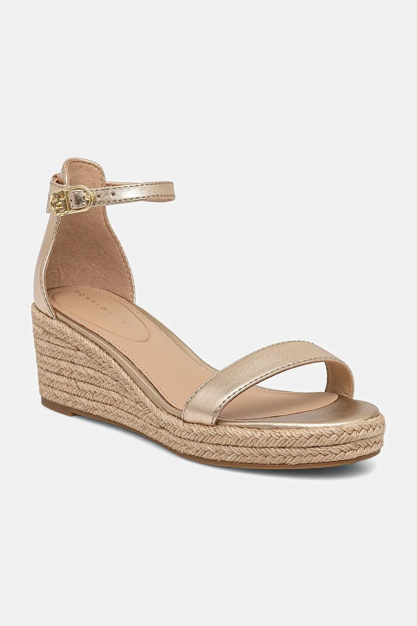 Tommy Hilfiger Кожени сандали TH METALLIC MID WEDGE ESPADRILLE