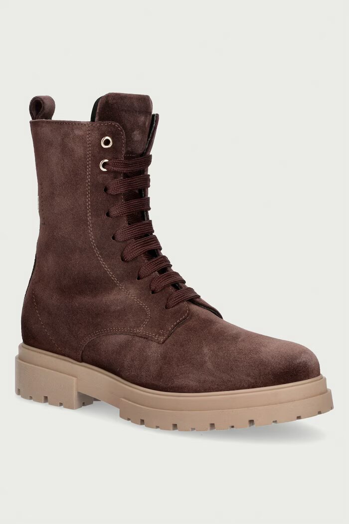 Tommy Hilfiger кубинки с платформа за деца от велур кафяви T4A5-35172