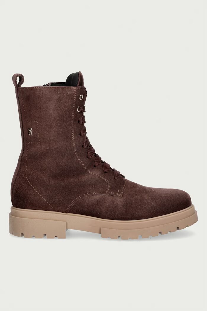 Tommy Hilfiger кубинки с платформа за деца от велур кафяви T4A5-35172