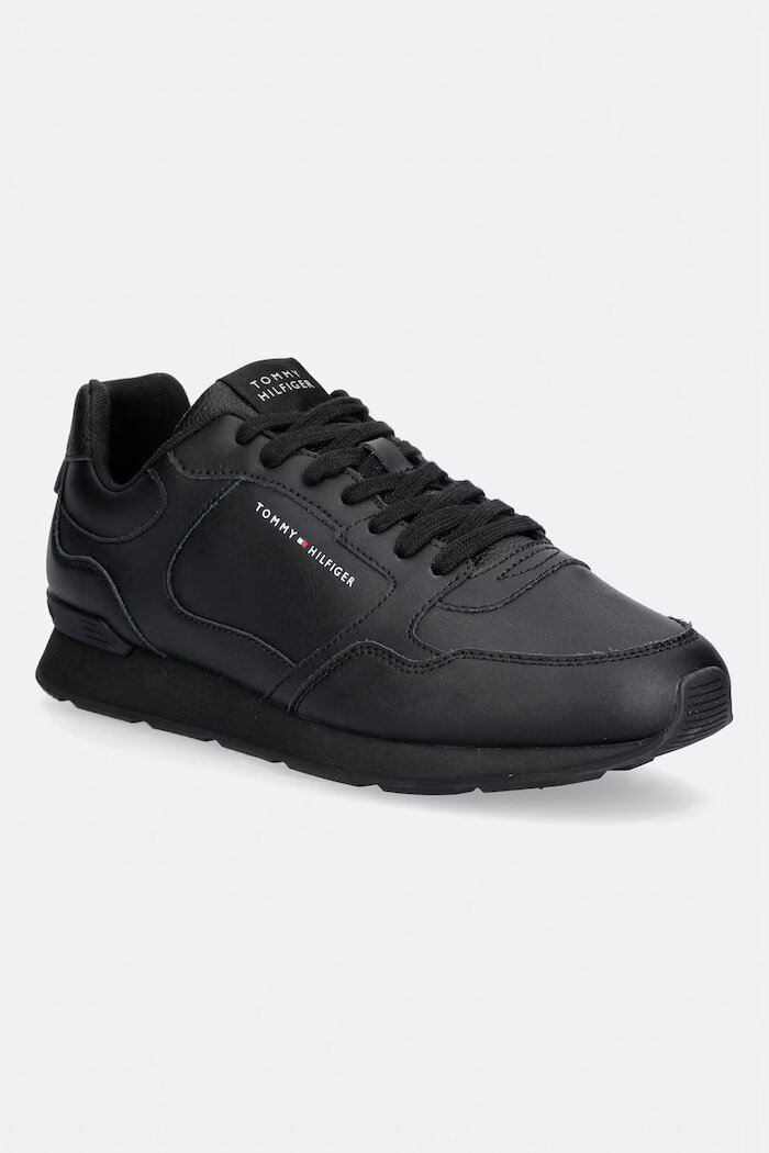 Tommy Hilfiger LIGHT EVA RUNNER LEATHER маратонки мъжки от кожа черни FM0FM05906