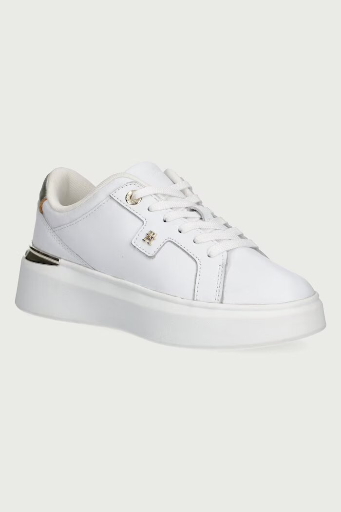 Tommy Hilfiger маратонки дамски от кожа TH PLATFORM CHIC SNEAKER бели FW0FW09626