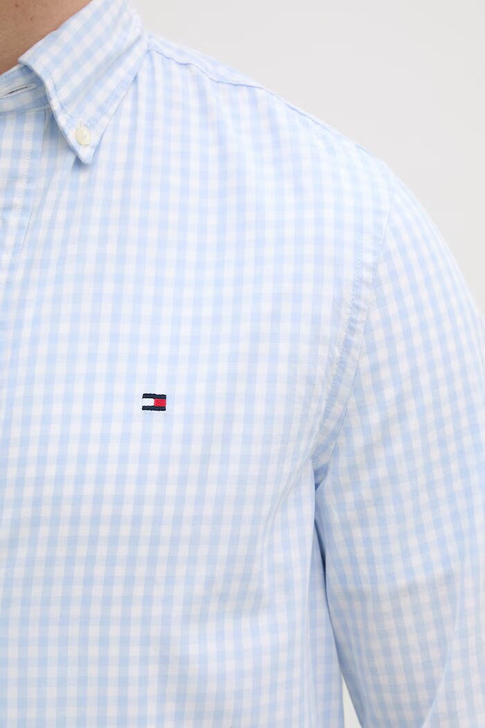 Tommy Hilfiger мъжка памучна риза синя на каре MW0MW42445