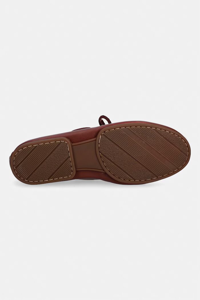 Tommy Hilfiger мокасини дамски от кожа TH SLEEK LEATHER BOAT SHOE бордо FW0FW09148