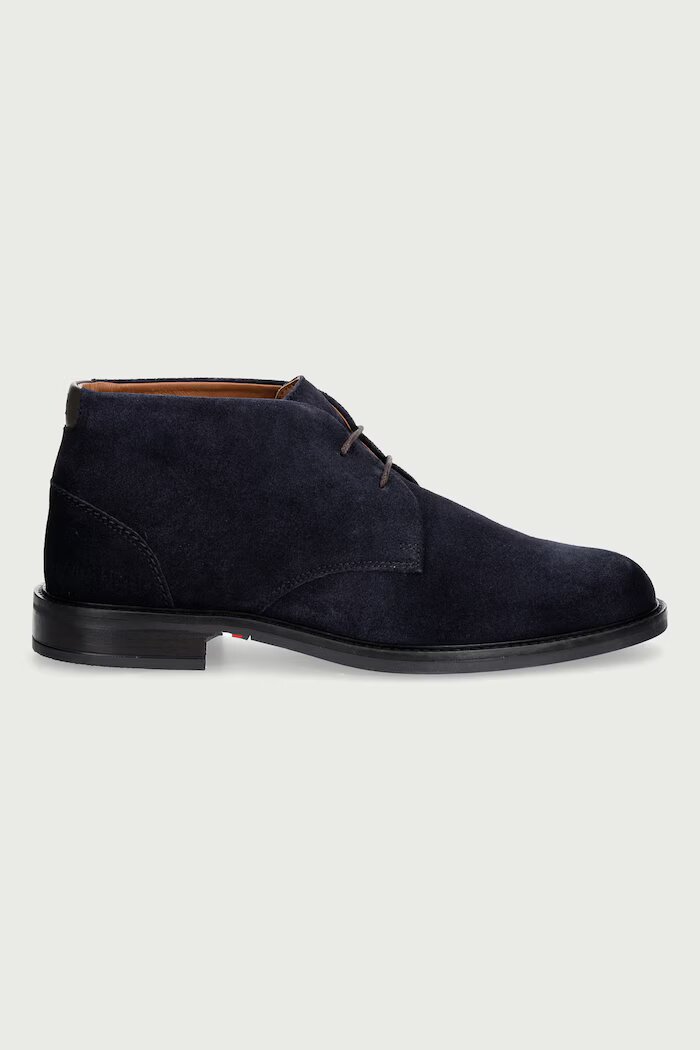 Tommy Hilfiger обувки мъжки от велур CORPORATE DRESSY SUEDE LACE BOOT тъмносини FM0FM05951