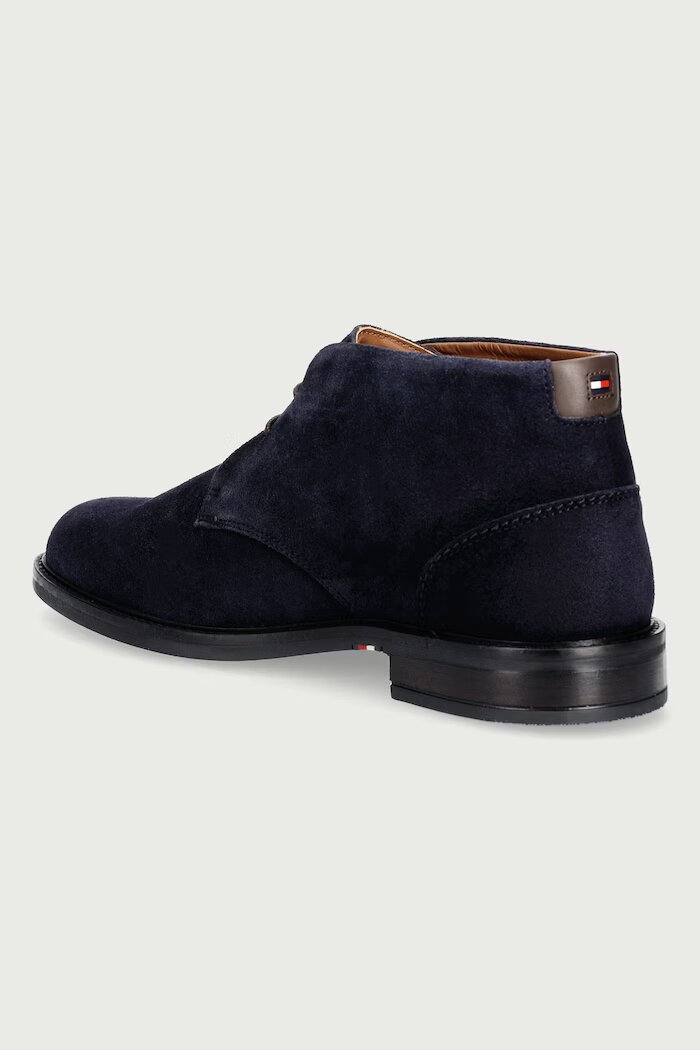 Tommy Hilfiger обувки мъжки от велур CORPORATE DRESSY SUEDE LACE BOOT тъмносини FM0FM05951