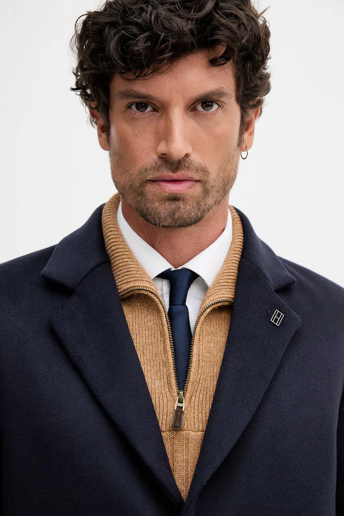 Tommy Hilfiger палто мъжко с вълна тъмносиньо MW0MW40768