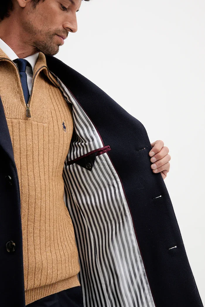 Tommy Hilfiger палто мъжко с вълна тъмносиньо MW0MW40768