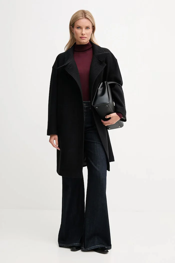 Tommy Hilfiger Палто с вълна в черно WW0WW47372