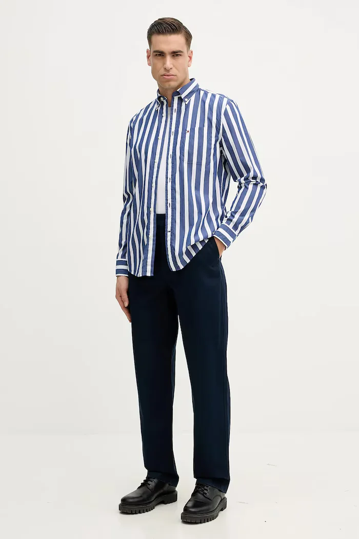 Tommy Hilfiger Памучен панталон мъжки в тъмносиньо с кройка тип чино MW0MW41914