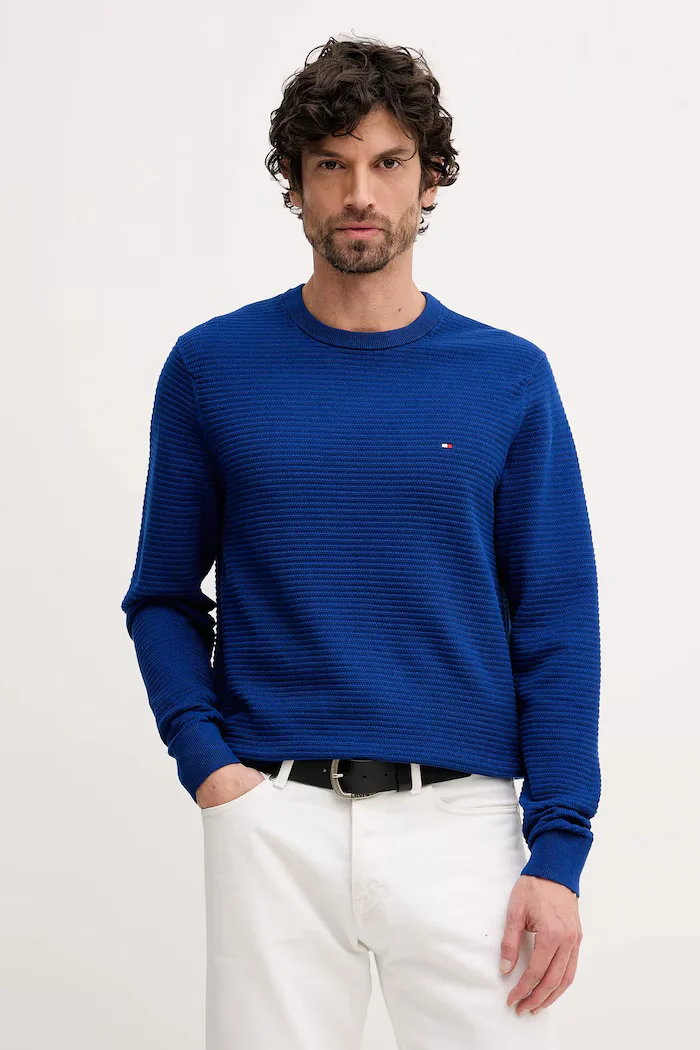 Tommy Hilfiger Памучен пуловер мъжки в синьо от лека материя MW0MW41643