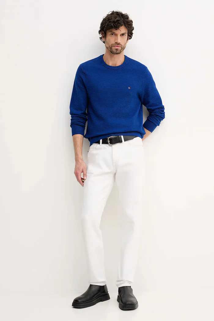 Tommy Hilfiger Памучен пуловер мъжки в синьо от лека материя MW0MW41643