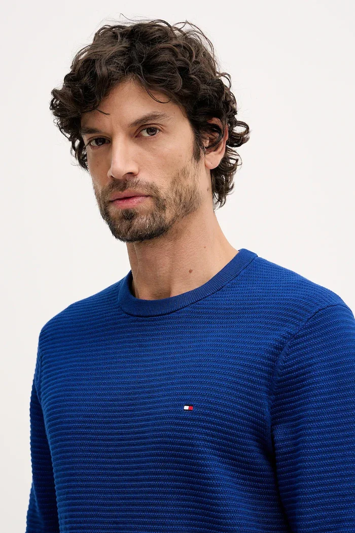Tommy Hilfiger Памучен пуловер мъжки в синьо от лека материя MW0MW41643