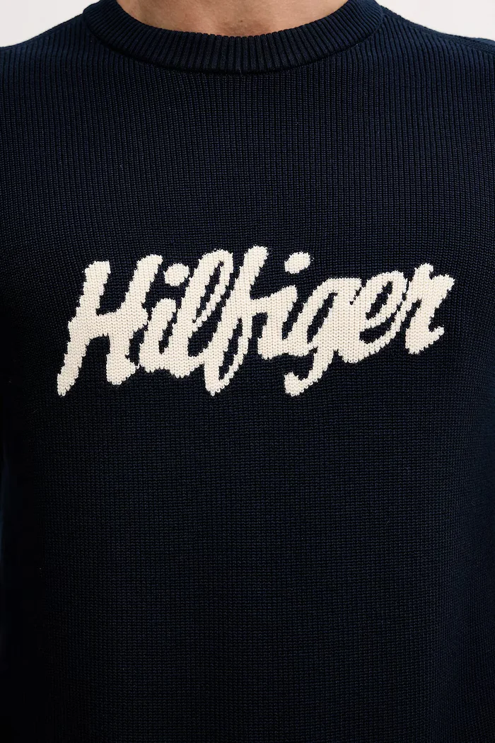 Tommy Hilfiger Памучен пуловер мъжки в тъмносиньо MW0MW41647
