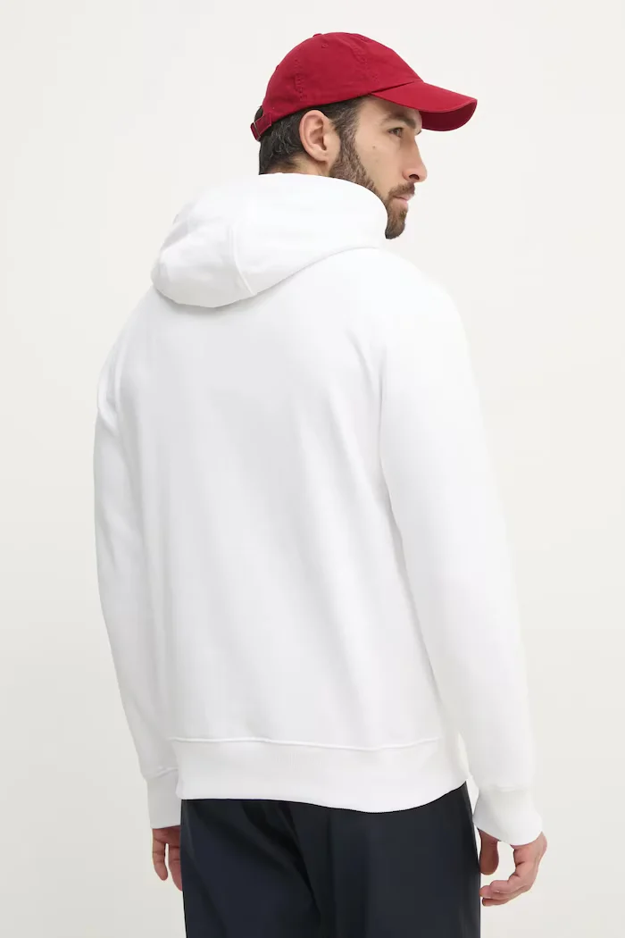 Tommy Hilfiger Памучен суичър в бяло с качулка с принт MW0MW38671