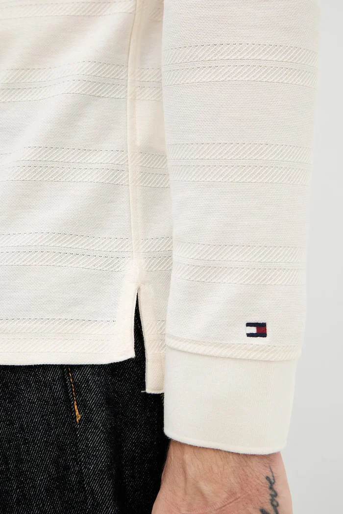 Tommy Hilfiger Памучна блуза с дълги ръкави в бежово с изчистен дизайн MW0MW41930