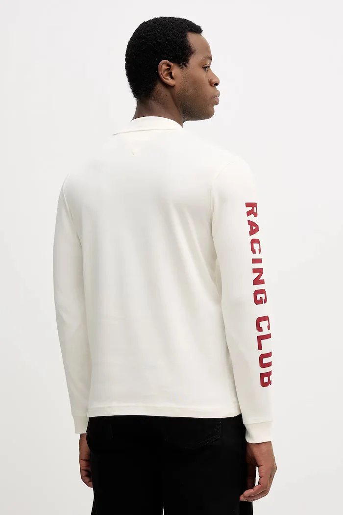 Tommy Hilfiger Памучна блуза с дълги ръкави в бежово с принт MW0MW41467