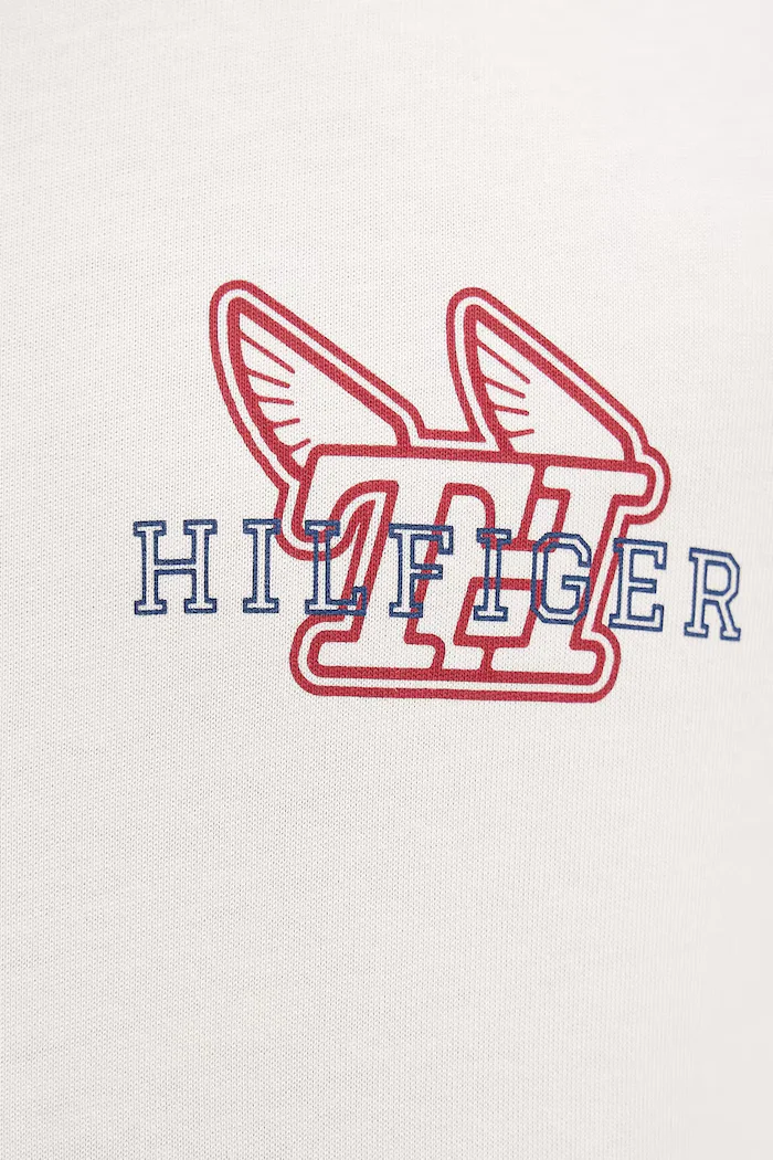 Tommy Hilfiger Памучна блуза с дълги ръкави в бежово с принт MW0MW41467