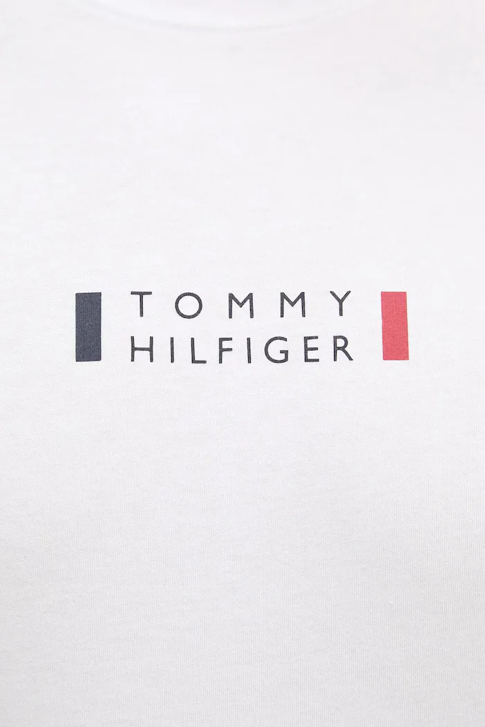Tommy Hilfiger Памучна блуза с дълги ръкави в бяло с принт MW0MW41454