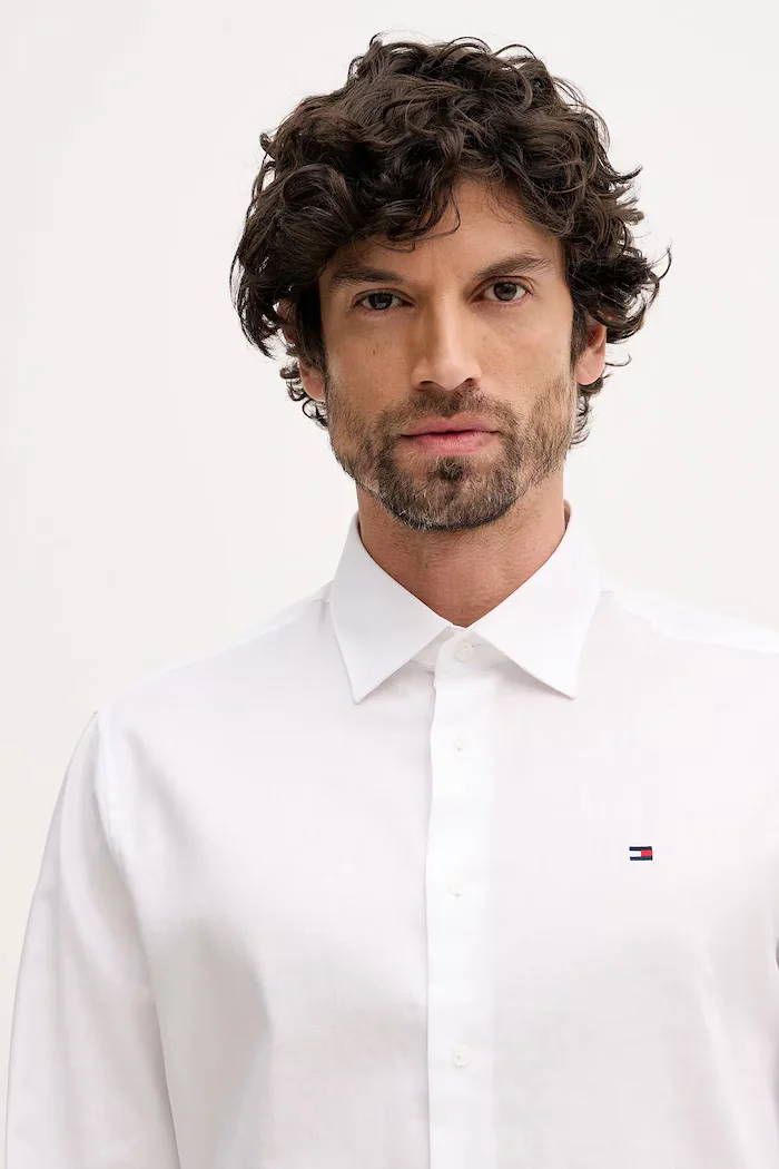 Tommy Hilfiger Памучна риза в бяло със стандартна кройка с класическа яка MW0MW41702