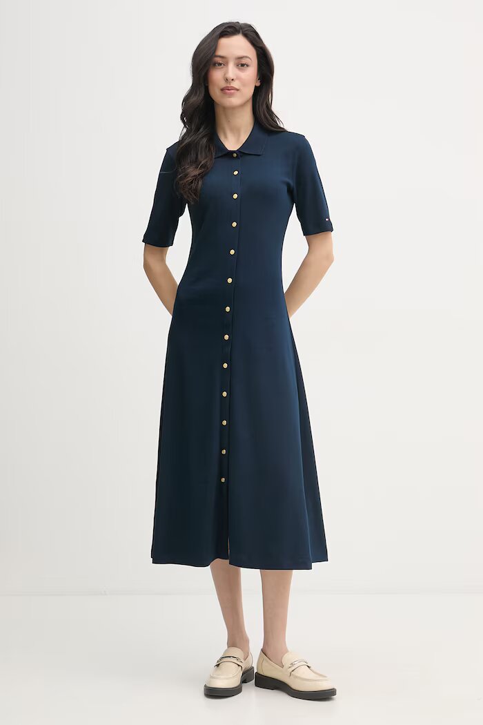 Tommy Hilfiger памучна рокля тъмносиня WW0WW48776