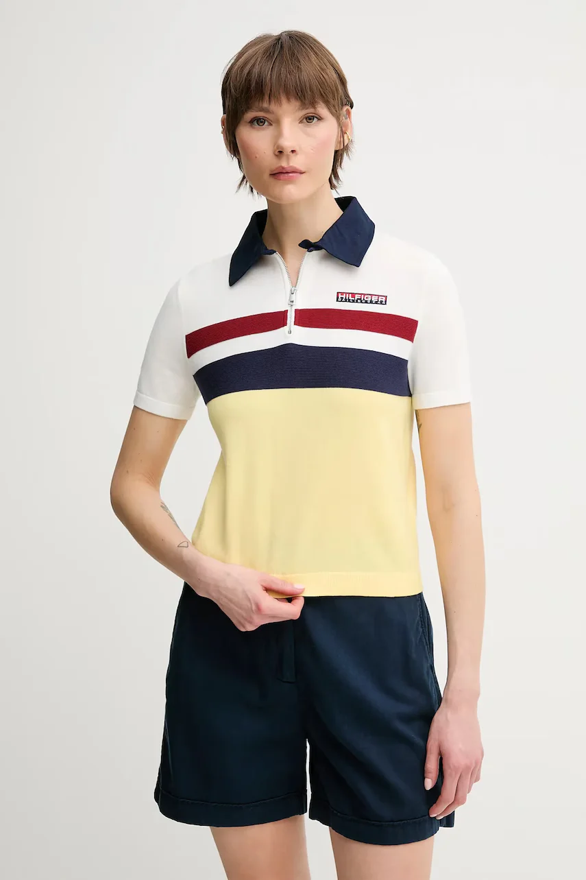 Tommy Hilfiger Памучна тениска с яка SAILING