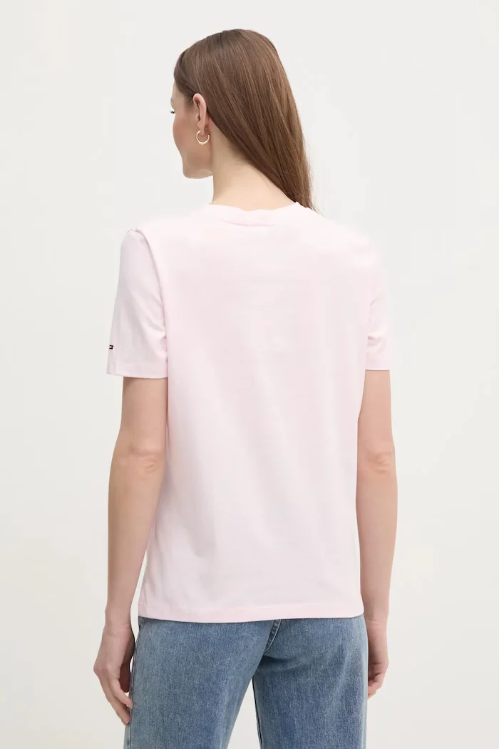 Tommy Hilfiger Памучна тениска в розово WW0WW45428