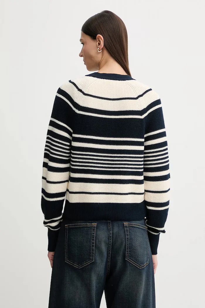 Tommy Hilfiger Памучна жилетка дамска в тъмносиньо от лека материя WW0WW48795