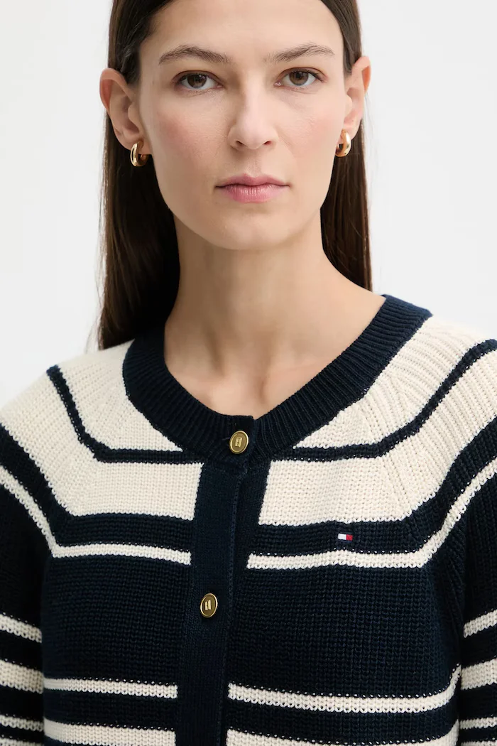 Tommy Hilfiger Памучна жилетка дамска в тъмносиньо от лека материя WW0WW48795