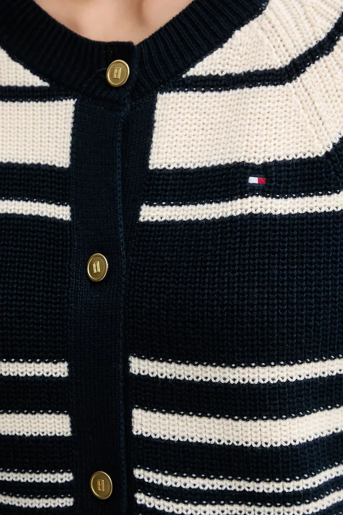 Tommy Hilfiger Памучна жилетка дамска в тъмносиньо от лека материя WW0WW48795
